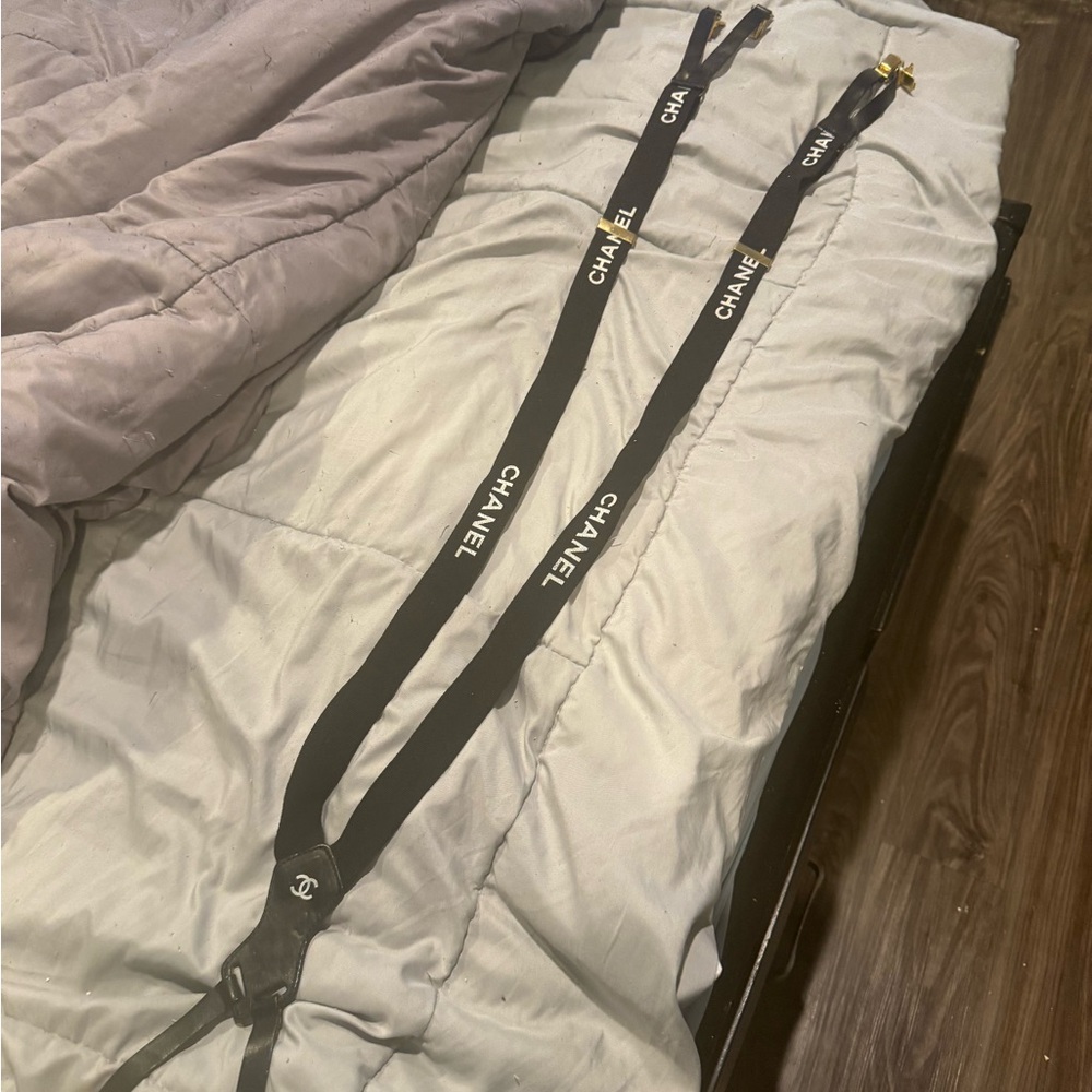 CHANEL Black and White Logo Straps (authentic and vintage 1994)